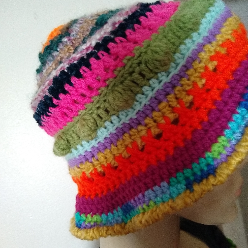 Bohemian bucket crochet hat